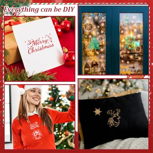 2 Sheets Christmas Theme Silkscreen Stencil, Father Christmas Painting Stencils Templates Santa Claus Jingle Bell Self-Adhesive Silk Screen Printing for Wall Border Wood Fabric Home - style: Christmas Elements