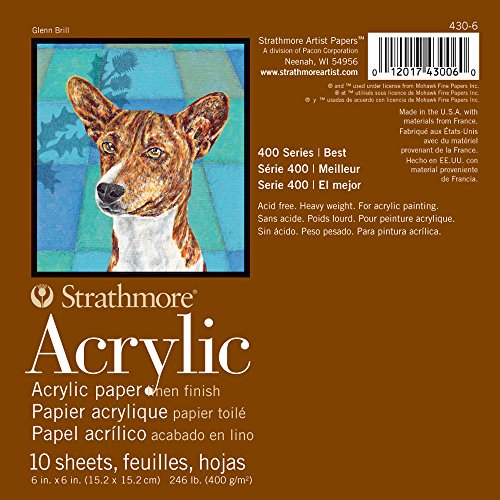 Strathmore 400 Series Acrylic Paper, Foldover Pad, 12x12 inches, 10 Sheets (246lb/400g) - Artist Paper for Adults and Students