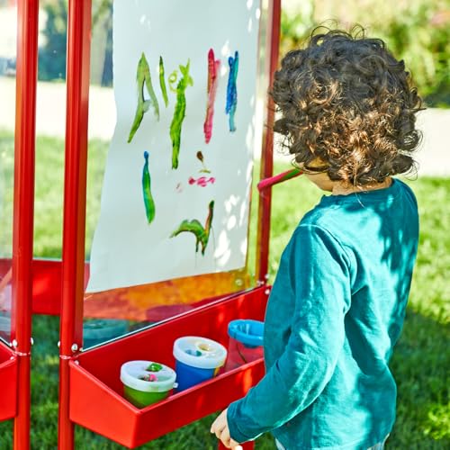 Colorations 3-Way Indoor/Outdoor Acrylic Panel Easel, Adjustable Art and Craft Painting Easel - style: 3-Station, Red