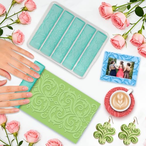 beinkmake 5 Pcs Vine Polymer Clay Texture Roller Floral Pattern Clay Roller for Jewelry Making Embossing Pottery Tool for DIY - color: Vine Patterns