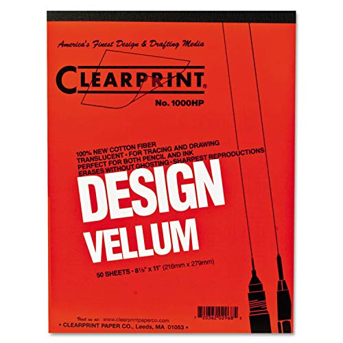 Clearprint Design Vellum Paper, 16 lb Bristol Weight, 11 x 17, Translucent White, 50/Pad