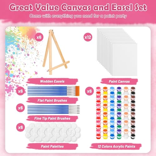 42 Pcs Sip and Paint Kit for Adults Couples Date Night Paint Party | 8x10 Inch Art Canvas Boards with Easel Stand, Mini Acrylic Paint & Brushes Paint Party Supplies, Valentines Day Painting Kit - color: 3ML Mini Acrylic Paints