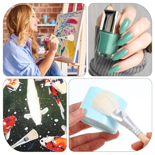 Mop Brush for Acrylic Painting, 7 Pieces Goat Hair Blending Brushes Set with Wooden Handle, Artist Paint Brushes for Watercolor Oil Painting Face Body Art Pottery Glazing & More