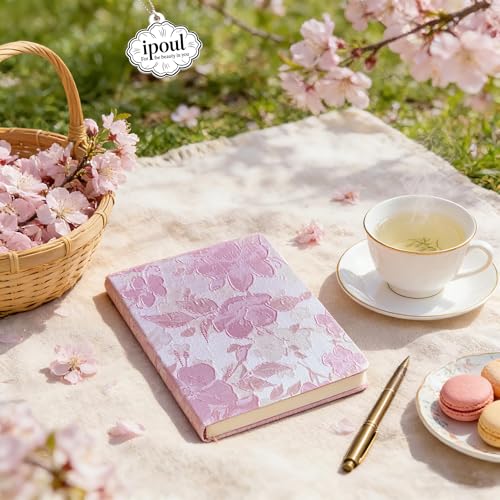 Pink Sketchbook, Cute Sketch Notebook, Drawing Journal, A5, Blank Pages, Unlined Paper, Hardcover, Lay Flat, Pretty Sketchbook for Women, Peach Flowers - color: Flower Peach Blossom, style: Plain