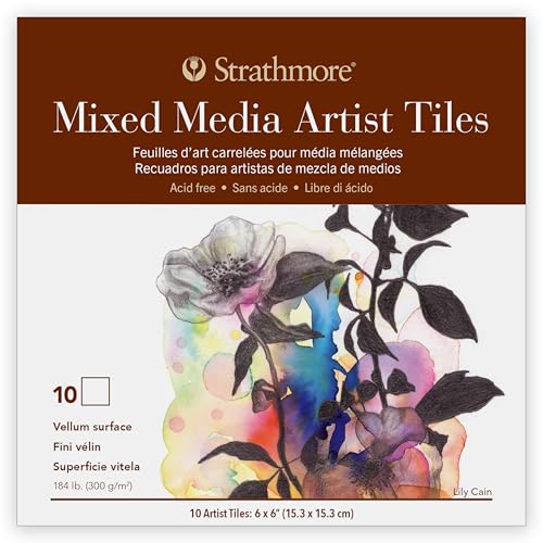 Strathmore 400 Series Artist Tiles Mixed Media Paper Pad, Heavyweight (184lb/300g), Glue Binding, 10 Sheet, 6x6 inch, 1 Count