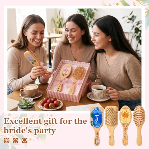DoubleFill 24 Set DIY Bamboo Hair Brush Crafts Kit Wooden Hairbrush Bulk Gifts Bamboo Paddle Hairbrush for Painting Make Your Own Brush Craft Gift for Massaging Scalp Thick Thin Curly and Dry Hair