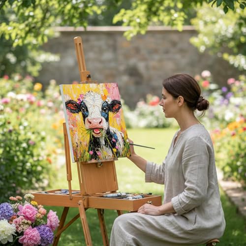 Cholemy 36 Pcs Paint and Sip Kit for Adults 8''x10'' Pre Drawn Canvas for Painting DIY Afro Acrylic Painting Kit Wood Easel Brushes Date Night Bulk for Summer 4th of July Party Gift(Flower Animals) - style: Flower Animals