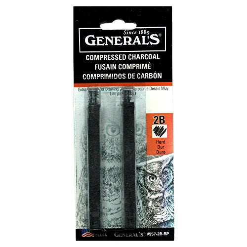 General Compressed Charcoal Stick 2B 2/Pk