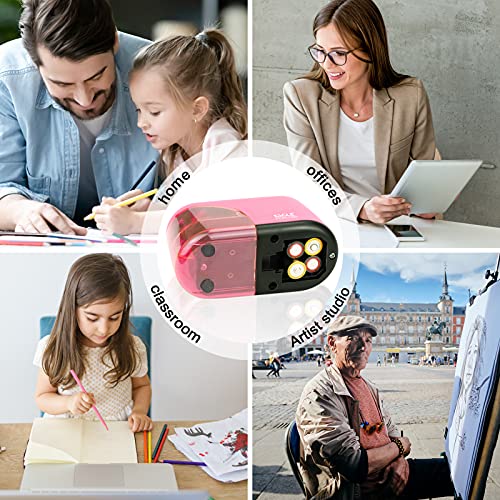 Eagle Electric Pencil Sharpener, Battery Powered Sharpener, LED Light Shinning During Sharpening, Portable, with Reusable and Replaceable Blade, Suitable for Kids, Ideal School Office Supplies (Pink) - color: Pink