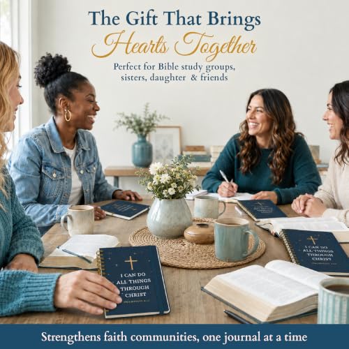 Hardcover Blank Christian Notebook – 140 Pages - Philippians 4:13 | Lined Pages with Bible Verse Cover – Inspirational Writing Spiral Notebook for Bible Study, "I Can Do All Things" - color: I Can Do