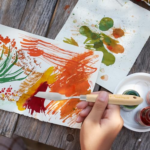 9 Pcs Paint Palette Knives for Painting, Stainless Steel Color Mixing Scraper Knife Set, Drawing Spatula Pallet Knife with Wooden Handle for Oil, Canvas, Acrylic Painting, Texture Art Supplies