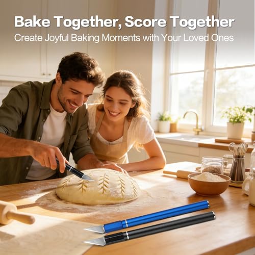 Upgraded Bread Lame 2-Pack, Professional Sourdough Scoring Tool with 20 Stainless Blades, Non-Slip Ergonomic Grip & Storage Case, Bread Scoring Tool for Home Bakers & Artisan Bread Making