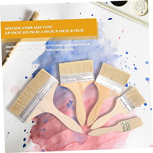 Thickened Brush Set 5pcs Paint Brushes for Wall Stencil Oil Painting Wood Handle Durable Easy to Clean Perfect Art Supplies