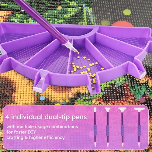 NOOEPC 14 PCS Diamond Art Kits Diamond Painting Tools 6 Squares Diamond Art Trays Painting Accessories Diamond Art Pens and Tools for Kids Adults