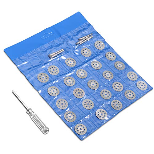 c i y 545 Diamond Cutting Wheel (22mm) 25pcs with 402 Mandrel (3mm) 5pcs and Screwdriver for Rotary Tool