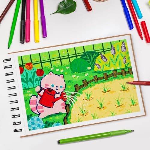 8.3" x 5.8" Hardcover Sketchbook, Top Spiral Bound Art Journal Sketchbook, 60 Sheets 92LB/150 GSM Acid-Free Drawing Bright White Mixed Media Paper for Adults Beginners Artists.Orange Yellow - color: 150gsm-bright white paper orange yellow