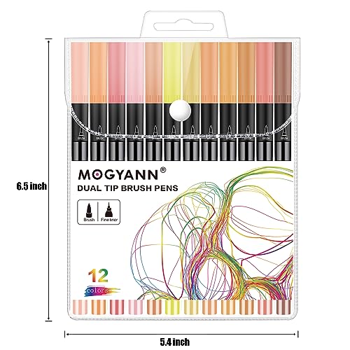 Skin Tone Markers, 12 Pack Dual Brush Pens for Art Drawing Sketching - color: Skin Tone