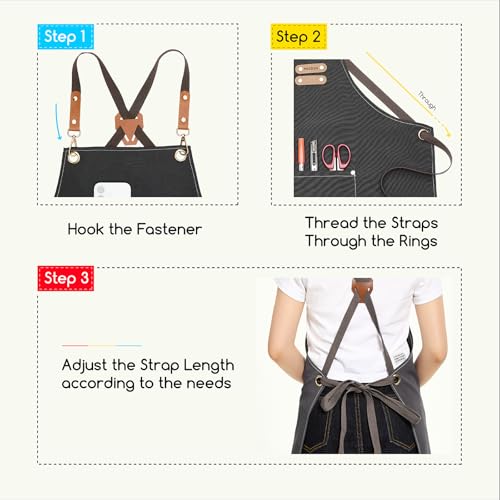 MEEDEN Painting Apron for Men Women: Adjustable Cross Back Waterproof Polyester Canvas Art Apron with 3 Pockets - Artist Apron for Acrylic Oil & Watercolor Painting, Gardening, Cooking - Taupe - color: Taupe