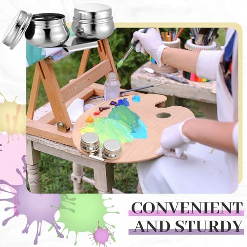 2 Pcs Paint Brush Cleaner Set Stainless Steel Double Dipper Palette Cup Paint Brush Portable Washer Holder for Oil Cleaner Kits(Drum Shape,Large) - size: Large