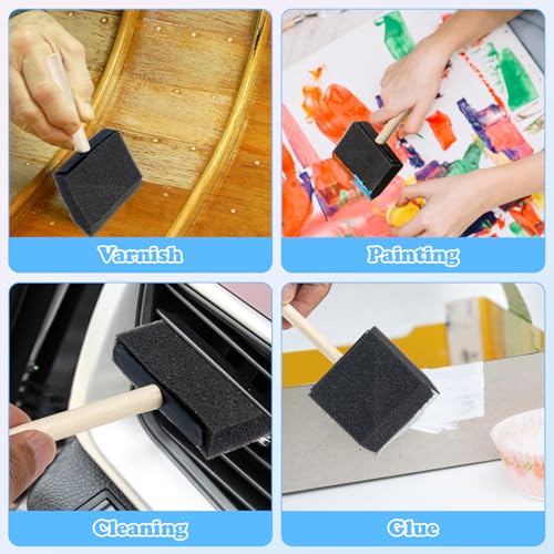 6 Pcs Foam Paint Brushes, 3 Inch Sponge Brushes | for Painting Varnishes, Staining, DIY Craft Projects, Finishing
