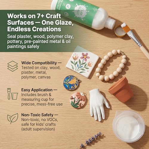 Air Dry Clay Glaze, 120ml Matte Finish, Prevent Clay Cracking, Scratch Resistant, Waterproof & Dustproof, for Crafts, Ceramics, Wood, Clay Sealant with Brush & Measuring Cup (4fl oz Matte) - color: Matte