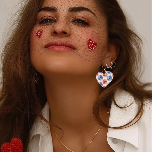 OLYCRAFT 24Pcs Independence Day Clay Transfer Paper 4 Styles Transfer Paper for Polymer Red Blue Flower Polymer Clay Transfer Sheets Floral Transfer Paper for Clay Earrings Jewelry Making - style: Independence Day