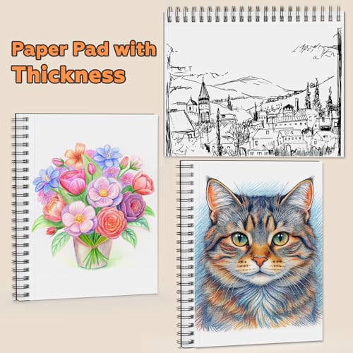 2PACK 5.5x8.5 and 1Pack 9 x 11 inches Hardcover Sketch Book,3 Pack 80-Sheets (68lb/100gsm),Double-Sided Hardbound Sketchbook, Spiral Bound,Acid Free Painting Art Paper for Kids and Adults - size: 5.5 x 8.5 inches (2 Pack) + 9 x 11 inches (1 Pack)