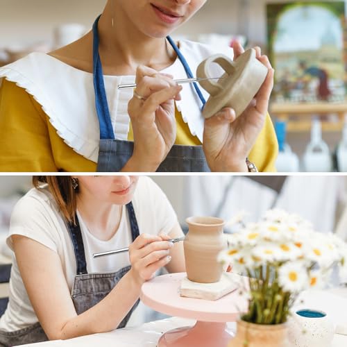 12 Polymer Clay Tools Acrylic Rolling Pin with Thickness Rings for Sculpting Craft Shaping Knife Cutters Slicer Kit Clear Rectangle Sheet Press Board Wire Texture Set Needle Detail Modelling Supplies - color: 12 clear