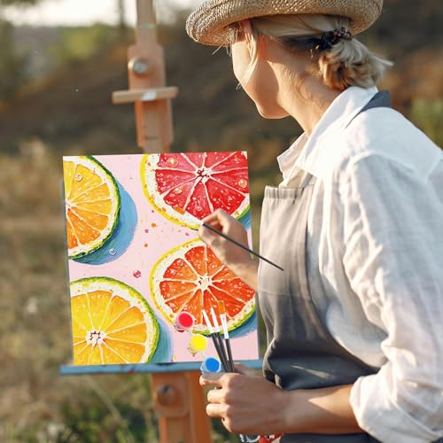 6 Pack Pre Drawn Canvas for Painting Pre Printed Canvas Kit 8 x 10 Inch Stretched Cotton Paint and Sip Set for Adults Couple Party Graduation Summer Date Night(Colorful Fruit) - style: Colorful Fruit