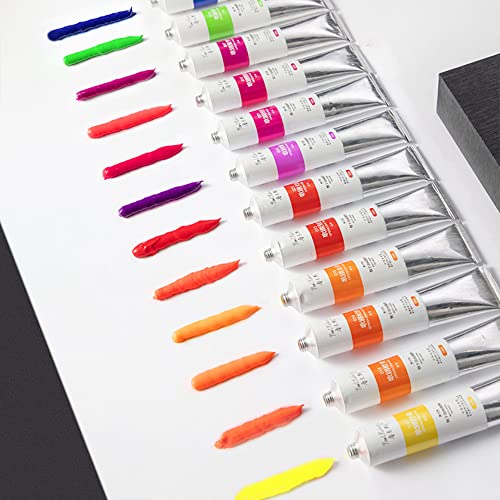 Paul Rubens Oil Paint, 12 Neon Colors with High Saturation, 50ml Large Tubes, Faster Drying Time, Art Supplies for Artists, Students, Beginners - color: 12 Neon Colors