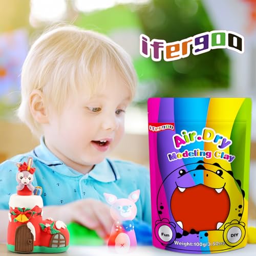 ifergoo Red Air Dry Clay, DIY Creative Modeling Clay for Kids, Super Light Magic Foam Clay for Kids Age 3-12, Soft, No-Sticky & Non-Toxic, Molding Clay for School Art & Craft Project(Red 100g/3.5oz) - color: Red/100g