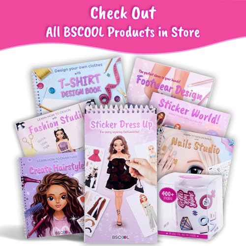 BSCOOL - Drawing, Coloring & Activity Book. Nail Design Book with Stickers and Guides. Fashion Design Sketchbook for Kids 5 and up. Little Designer Book - Nail Sticker Book. Gift for Girls - color: Nail Design Studio