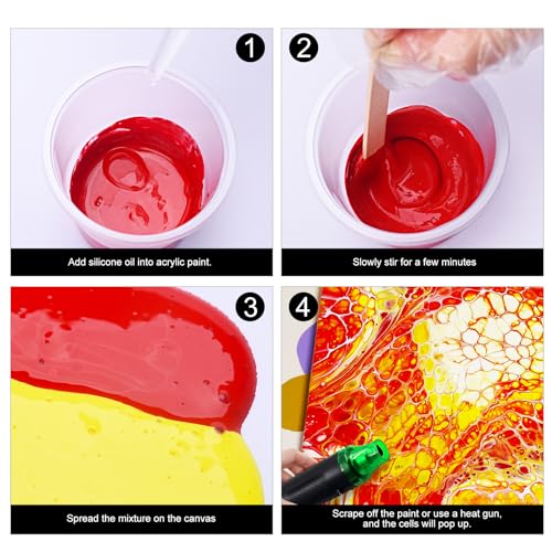 Silicone Pouring Oil - 7 Ounce 100% Silicone Acrylic Pouring Oil for Dramatic Cell Creation, Acrylic Paint Pour - Silicone Oil for Medium Compatible with Painting Acrylics, Watercolor, Cell Activator