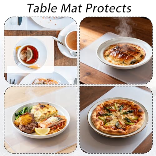 2 Pcs Clear Silicone Mat 12 x 8 Inch Silicone Placemats Non-Slip Baking Mat for Kitchen Counter Countertop Protector Heat Resistant Countertop Liner for Pastry