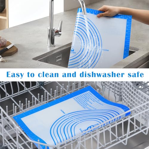 Nonstick Silicone Pastry Baking Mat Large with Measurements 16''By 20'' for Silicone Baking Mat, Counter, Dough Rolling/Pie Crust Pad By Folksy Super Kitchen (16×20, Blue) - color: Blue, size: 20"L x 16"W
