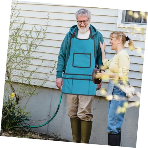 Gardening Apron with Back Multi-pocket Tool Storage Sleeveless Work Apron for Men and Women Sky-blue Suitable for Gardeners Artists and Architects