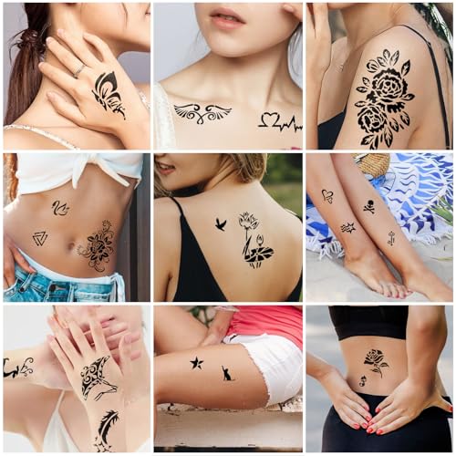 14 Temporary Tattoo Stencils, 4 Hand Tatouage 247 PCS Stencils Reusable Tattoo Stencil for Face Body Art Painting for Women Men Adults Kids - color: 14 sheets, 247pcs