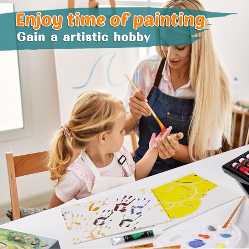 koseibal Acrylic Paint Set for Kids, Art Painting Supplies Kit with 18 Paints, 5 Canvas Panels, 8 Brushes, Table Easel, Etc, Premium Paint Set for Students, Artists and Beginner - color: 18 acrylic paints