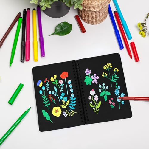 5" x 7" Premium Black Paper Mixed Media Sketchbook,Small Travel Spiral Bound Black Journal Notebook,70 Sheets 110gsm Acid-Free Drawing Paper,Art Supplies for Adults Beginners Artists.Black - color: 1-black paper