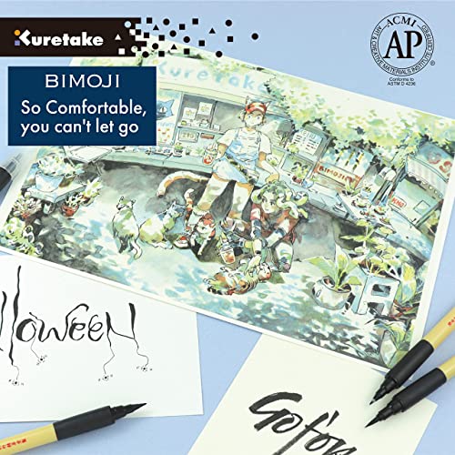 Kuretake Bimoji Brush Pen, 5 pcs set, brush tip marking fude brush pen, for Calligraphy, lettering, illustration, Professional, Made in Japan - style: Variety 5pcs box2