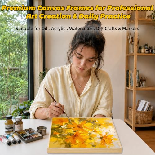 3 Pack Floater Frame Canvas with 8x10γ11x14 γ12x16 Canvas β Gallery Wrapped Canvas Set with Cotton-Linen Blend (400 GSM), 15 oz Acid-Free, Warp Resistant, Ready to Hang for Oil & Acrylic - size: 3pk- 8x10" to 12x16" Canvas
