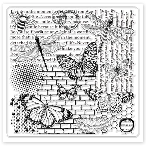 CHGCRAFT Polymer Clay Texture Sheets Butterfly and Dragonfly Silicone Texture Stamp Retro Polymer Clay Texture Pad Sheets Clay Texture Mat for Polymer Clay Making Earrings Jewerly Tools, 5.5x5.5inch - style: Butterfly and Dragonfly