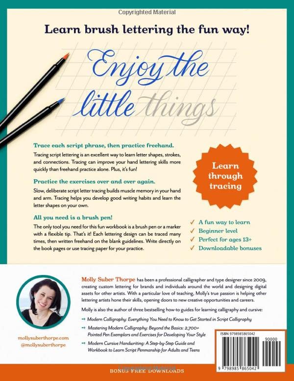 Trace-to-Learn: Short Phrases Lettering Workbook: 20 Inspirational Brush Lettering Quotes to Trace and Copy (Trace-to-Learn Lettering)
