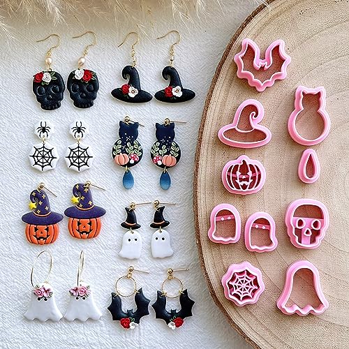 KEOKER Halloween Polymer Clay Cutters, Clay cutters for Halloween Earrings Making, 20 Shapes Halloween Clay Earrings Cutters, Pumpkin Clay Cutters For Polymer Clay Jewelry (ALL 1) - color: ALL 1