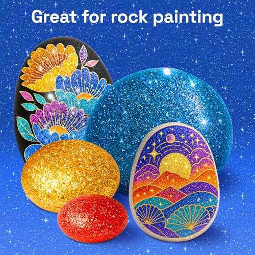ARTISTRO 24 Sparkly Glitter Dual-Tip Paint Pens – Dazzling Markers with Acrylic Ink for Rock, Ceramic, Wood, Fabric, & More – Brush + Chisel Tips