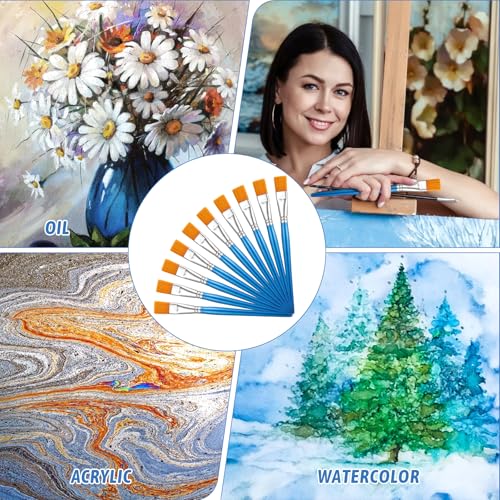 32 Pcs 1 Inch Flat Paint Brushes for Acrylic Painting Watercolor Large Acrylic Paint Brush Artist Painting Brush with Wooden Handles for Acrylic, Watercolor, Oil, Crafts, Face Body Art