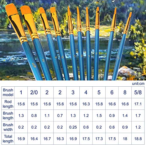 Acrylic Paint Brush Set, 5 Packs / 50 pcs Nylon Hair Brushes for All Purpose Oil Watercolor Painting Artist Professional Kits - size: 50pcs