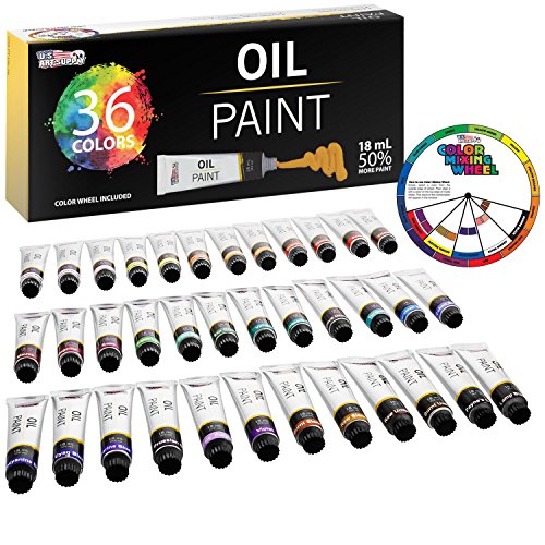 U.S. Art Supply Professional Oil Paint Set - 36 Vibrant Colors in 18ml Tubes for Canvas, Wood & Art Surfaces - Oil Based Paint for Artists, Adults & Students - style: 36-Color