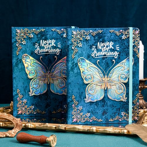 B5 Hardcover Journal for Women & Men -Butterfly Aesthetic Lined Notebook | 192 Pages Thick 80gsm Paper Writing Journal for Office, School, Travel Notes & Gift-9" x 6.9 - color: Sky Blue