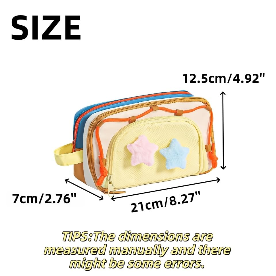 Portable Multi-Layer Kawaii Star Pencil Case Organizer - Large Capacity Pencil Case with Compartments - Cute Pencil Pouch Functional Bag (Blue) - color: Blue